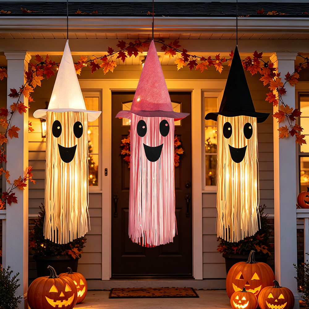 Outdoor Lighting Effects - Topi Penyihir Bercahaya Halloween dengan Hiasan