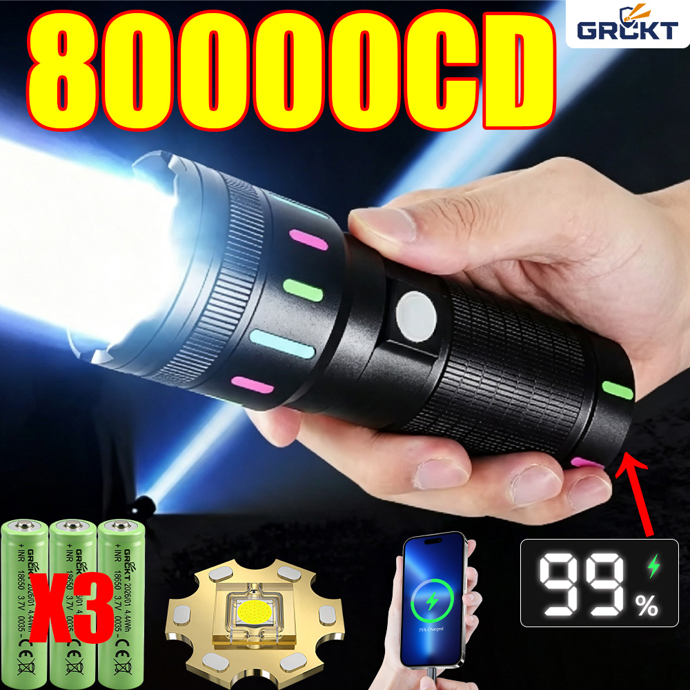 Senter LED 80000CD Paling Kuat - Outdoor Lighting Black ulasan dan harga